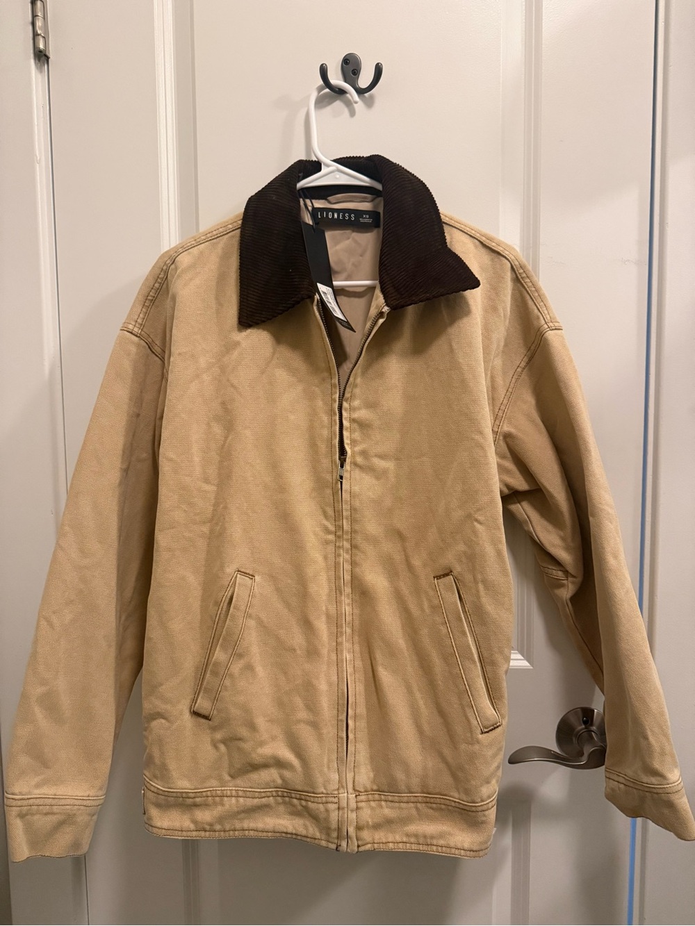 NWT Lioness Tan Canvas Field Jacket with Dark Brown Corduroy Collar - Picture 3 of 4